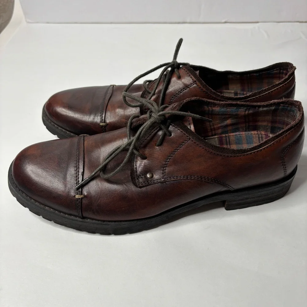 Bed Stu Volstead Mens 8.5 Oxford Cap Toe Brown Leather Dress Shoes Lace‎ Up